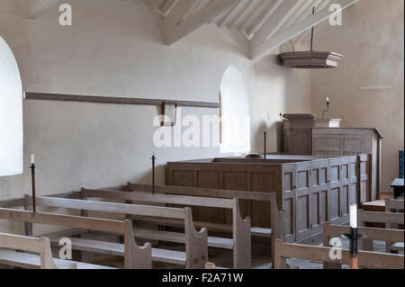 Penllech, on the Lleyn peninsula, Gwynedd, Wales, UK. The remote and now redundant St Mary's Church - interior Stock Photo