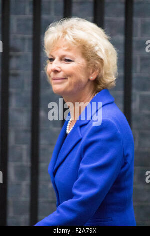 Downing Street, London, UK. 15th September, 2015. Anna Soubry MP, Minister for Small Business, Industry and Enterprise arrives at 10 Downing Street to attend the weekly cabinet meeting © Paul Davey/Alamy Live News Credit:  Paul Davey/Alamy Live News Stock Photo