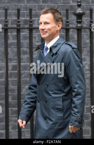 Downing Street, London, UK. 15th September, 2015. Health Secretary Jeremy Hunt arrives at 10 Downing Street to attend the weekly cabinet meeting © Paul Davey/Alamy Live News Credit:  Paul Davey/Alamy Live News Stock Photo
