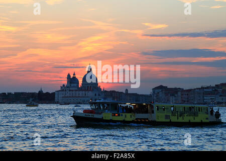 Venice sunset with Basilica di Santa Maria della Salute in the back. Stock Photo