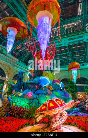 Summer season in Bellagio Hotel Conservatory & Botanical Gardens in Las Vegas Stock Photo