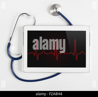 Tablet showing ECG diagram Stock Photo