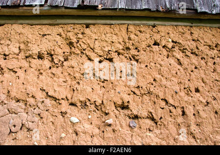 Detail of historical old house made of clay Stock Photo