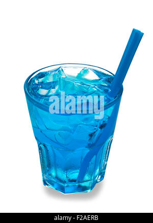Blue cocktail in a glass isolated on a white background Stock Photo