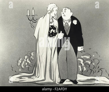 Illustration of bride and groom (OLVI008 OU447 F) Stock Photo
