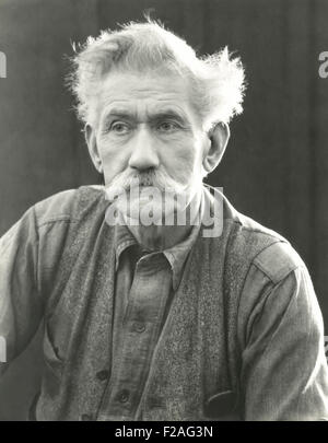 Portrait of senior man with bushy moustache (OLVI008 OU255 F) Stock Photo
