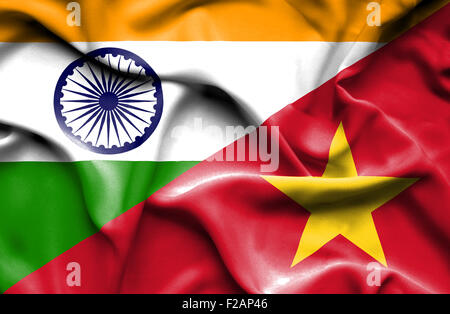 Waving flag of Vietnam and Stock Photo