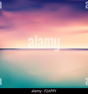 Panorama of a sunset in the sea or ocean, vector illustration Stock Vector