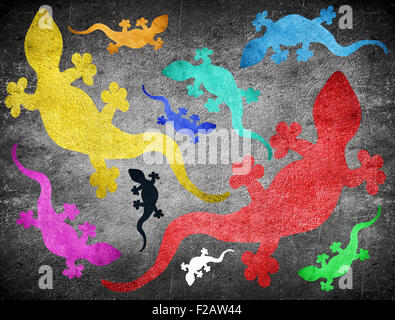 colored gecko high quality digital illustration Stock Photo