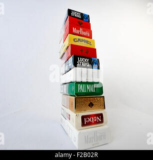 a set of cigarette of different brands- un juego de cigarrillo de diferentes marcas Stock Photo