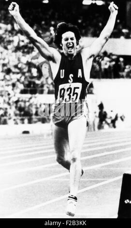 Bruce Jenner just after crossing the finish line to win the Decathlon. He won with a World Record of 8618 points in the 1976 Summer Olympic Games in Montreal. July 1, 1976. - (CSU 2015 5 82) Stock Photo