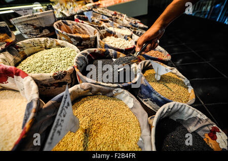 Grain in San Anton Market- granos en el Mercado San Antón Stock Photo