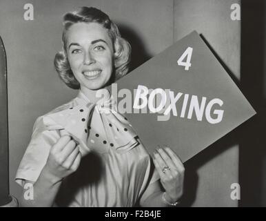 Dr. Joyce Brothers after winning $8,000 on the TV quiz show, 'The $64,000 Question'. Nov. 15, 1955. She became the only woman to win the top prize for answering the final $64,000 Question on boxing. The win launched her career as a popular psychologist. - (BSLOC 2015 1 33) Stock Photo