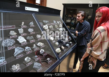 Sarajevo, Bosnia-Herzegovina. 15th Sep, 2015. People enjoy the exhibition at National Museum, in Sarajevo, Bosnia-Herzegovina, on Sept. 15, 2015. National Museum in Sarajevo, which is closed in October, 2012 due to financial problems, reopened on Tuesday. © Haris Memija/Xinhua/Alamy Live News Stock Photo