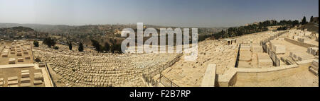 The Old City of Jerusalem as seen from the Jewish cemetery on the top of Mount of Olives, Israel Stock Photo