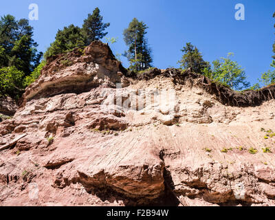 GEOPARC Bletterbach canyon, layers of sediments, stratum, Aldein, south Tyrolia, Italy Stock Photo