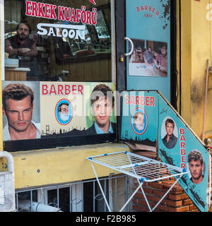 A barbers shop in a side street, Sultanahmet, Istanbul, Turkey Stock Photo