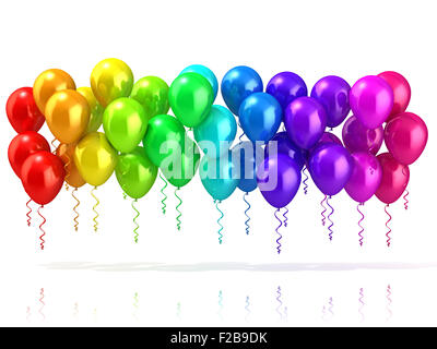 Colorful party balloons row, isolated on white Stock Photo