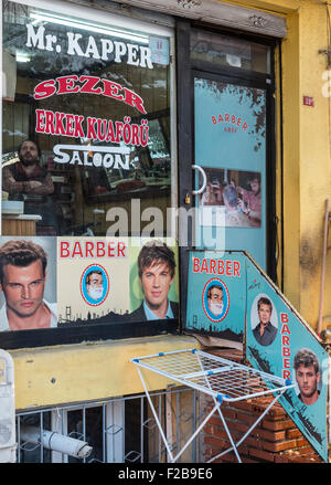 A barbers shop in a side street, Sultanahmet, Istanbul, Turkey Stock Photo