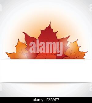 Autumnal maple leaves sticking out of the cut paper Stock Vector
