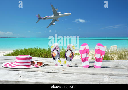 Beach scene. Exuma, Bahamas Stock Photo