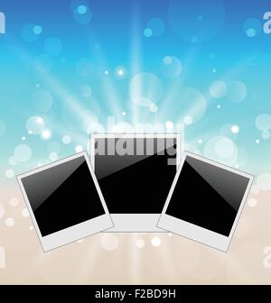 Set pictures on seascape background Stock Vector