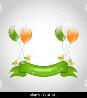 Irish balloons with clovers and ribbon for St. Patrick's Day Stock Vector