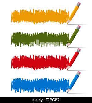 Set of colored doodle sketch banners. Hand-drawn with crayons Stock Vector