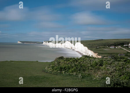 View towards The Seven Sisters Cliffs,  from  Birling Gap, South Downs National Park, East Sussex, England, Uk, Gb Stock Photo