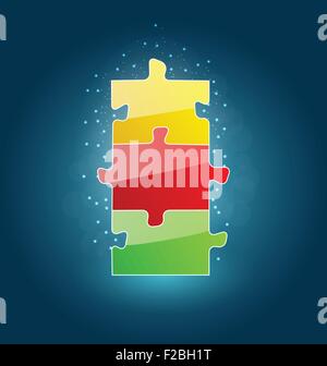 Vector icon concept of success jigsaw puzzle pieces connected. Black ...