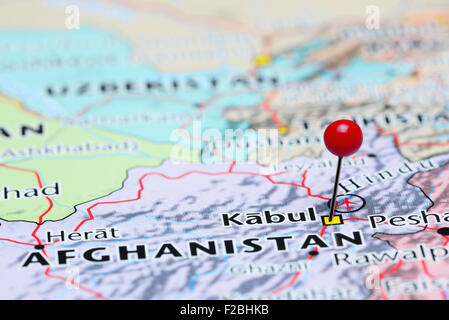 Kabul pinned on a map of Asia Stock Photo