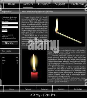 Illustration black web site template skin Stock Vector
