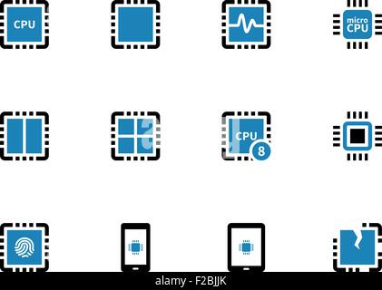 Processor unit duotone icons on white background. Stock Vector