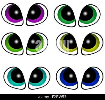 Vector cartoon eyes set isolated on white background Stock Photo