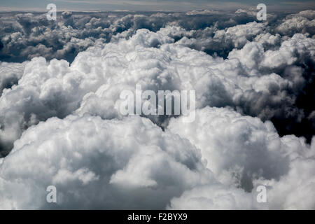 Large fluffy cumulus clouds, above the clouds, cloud cover, Germany Stock Photo