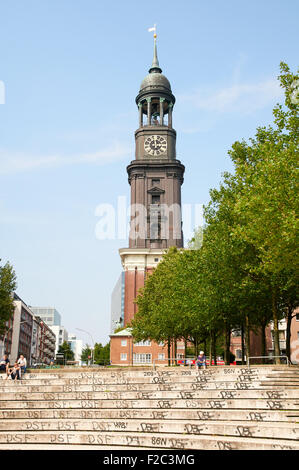 HAMBURG, GERMANY - AUGUST 14, 2015: The main Protestant church of St. Michael's, is the most famous church in Hamburg Stock Photo