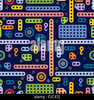 Seamless vector background with wheels and building blocks Stock Vector
