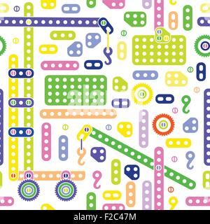 Colorful baby building blocks transport seamless background Stock Vector