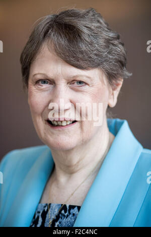 Berlin, Germany. 16th Sep, 2015. Helen Clark, director of the United Nations Development Programme (UNDP), poses during an interview in Berlin, Germany, 16 September 2015. Clark will attend the D7 women's dialogue forum at the German Federal Chancellery in Berlin. Credit:  dpa picture alliance/Alamy Live News