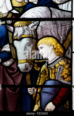 Stained glass in St. John the Baptist Church, Whitwick, Leicestershire, England, UK Stock Photo