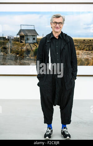 Berlin, Germany. 16th Sep, 2015. Movie director and photographer Wim Wenders poses during a press conference for the exhibition 'Time Capsules. By The Side Of The Road. Wim Wenders' at the Berlin Art Week in Berlin, Germany, 16 September 2015. Photo: CLEMENS BILAN/dpa/Alamy Live News
