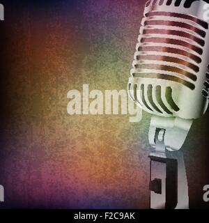 abstract grunge music background with retro microphone vector illustration Stock Vector