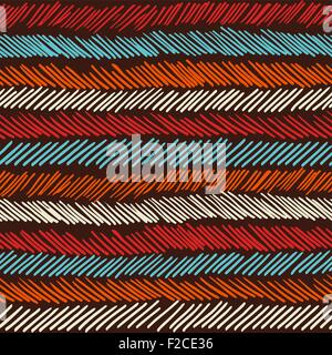 Striped vintage boho fashion style seamless pattern background. Ideal for fabric design, paper print and web backdrop. Stock Vector