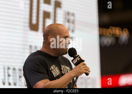 Melbourne, Australia. September 16, 2015. UFC president Dana White speaks at a press conference ahead of UFC 193 to be held at Etihad Stadium in Melbourne, Australia on the November 15, 2015. UFC 193 will headline with a fight with female fighters and is set to have the largest live audience in the sport's history with an estimated attendance of 70,000. Credit:  Cal Sport Media/Alamy Live News Stock Photo