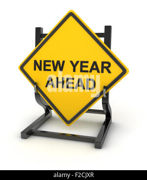 Road sign - new year ahead , This is a computer generated and 3d rendered picture. Stock Photo