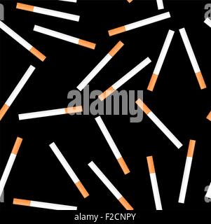 Cigarette seamless on black background Stock Vector
