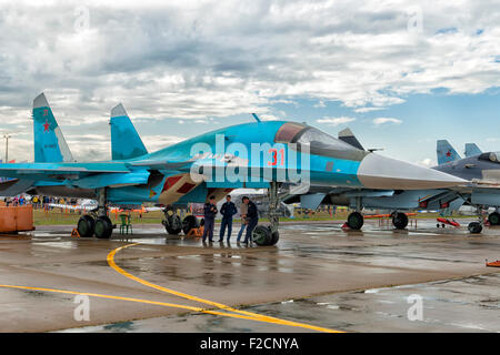 Sukhoi SU-34 Fullback at MAKS 2015 Air Show in Moscow, Russia Stock Photo