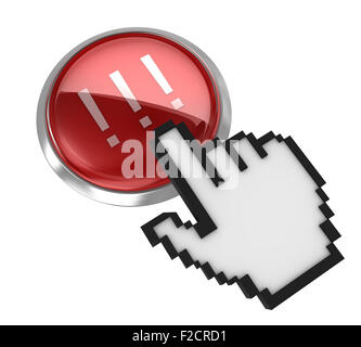 Push button - exclamation sign , This is a computer generated and 3d rendered picture. Stock Photo