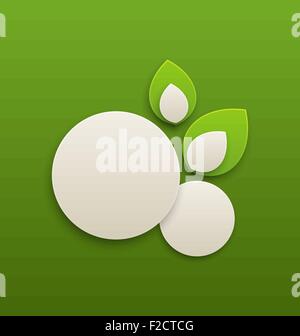 Vector eco labels with green leaves and inscriptions Stock Vector Image ...