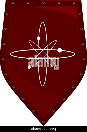 Illustration by red knight shield of white background Stock Vector